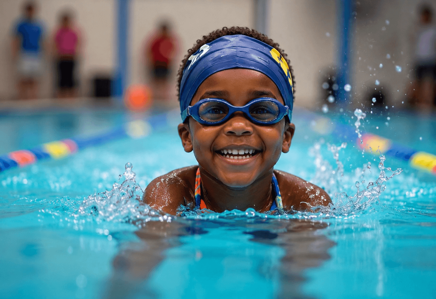 A child celebrating progress during a session